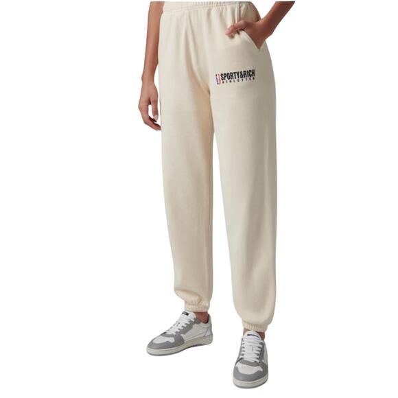 Sporty & Rich Team Logo Sweatpants Beige M - Picture 3 of 9
